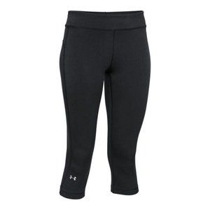 Womens Under Armour HeatGear Compression Capri Legging Small Black Yoga 1297905